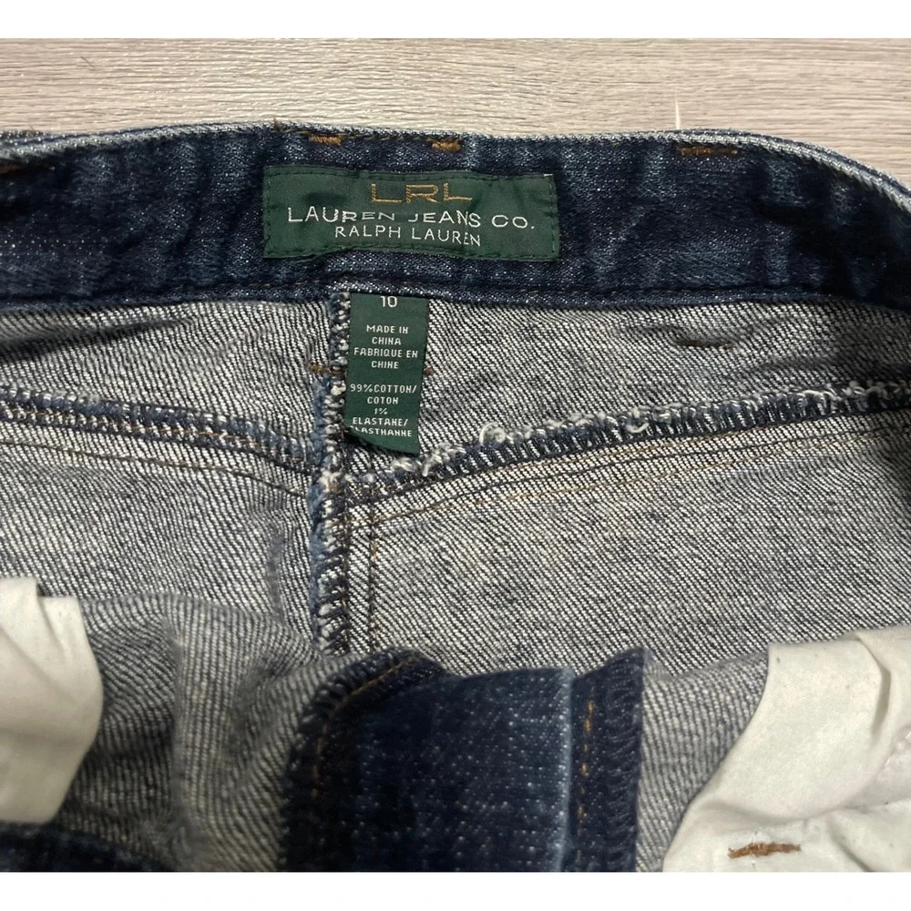 Lauren Jeans Co Ralph Lauren Blue‎ Denim Mini Skirt Raw Hem Womens Size 10